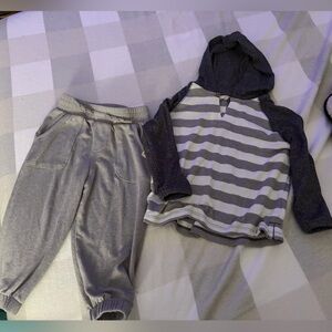 Kids Gray Striped Hoodie and Jogger Set